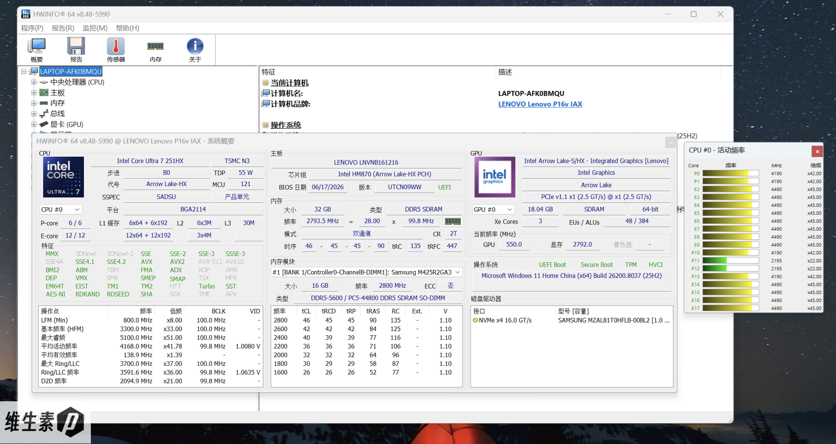 HWiNFO system info