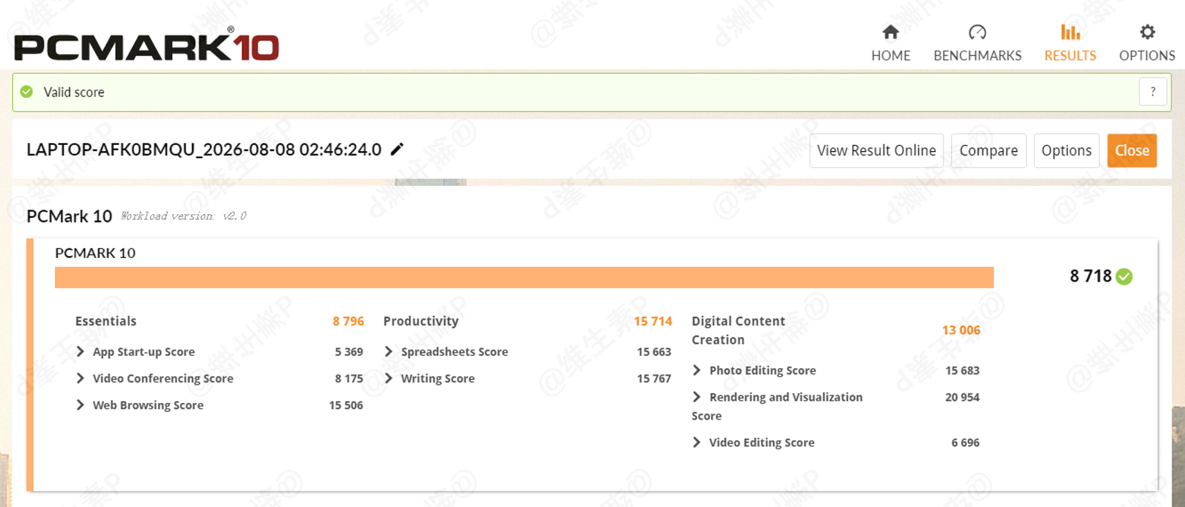 PCMark 10 result